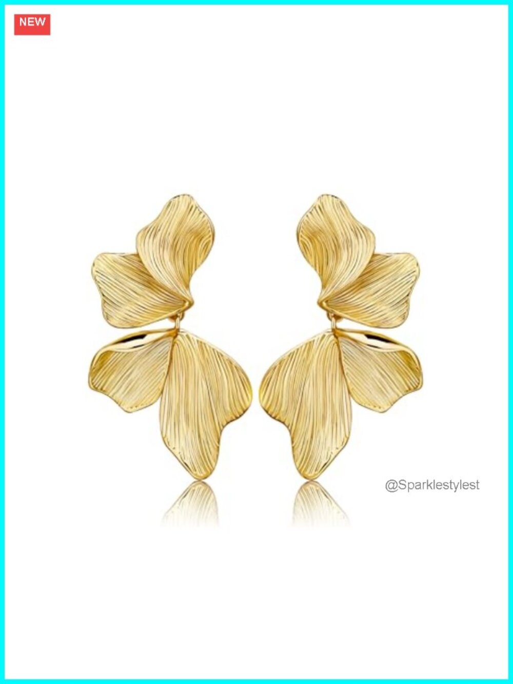Gold Plated Stud Earrings Women Large Flower Leaf Shell Angel Wing Statement